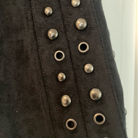 NWT Black Suede Studded Mini Skirt - Picture 5 of 6